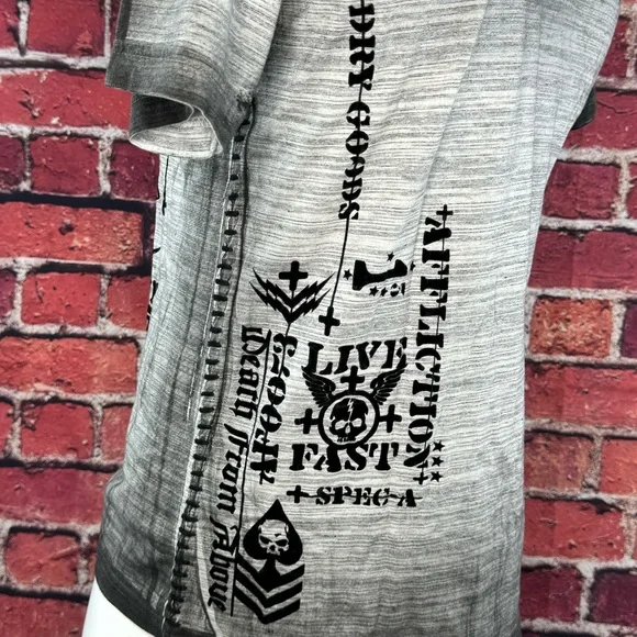 Affliction Men's Short Sleeve Graphic T-shirt -Gray/Black -Various Sizes- NWT - Picture 9 of 13